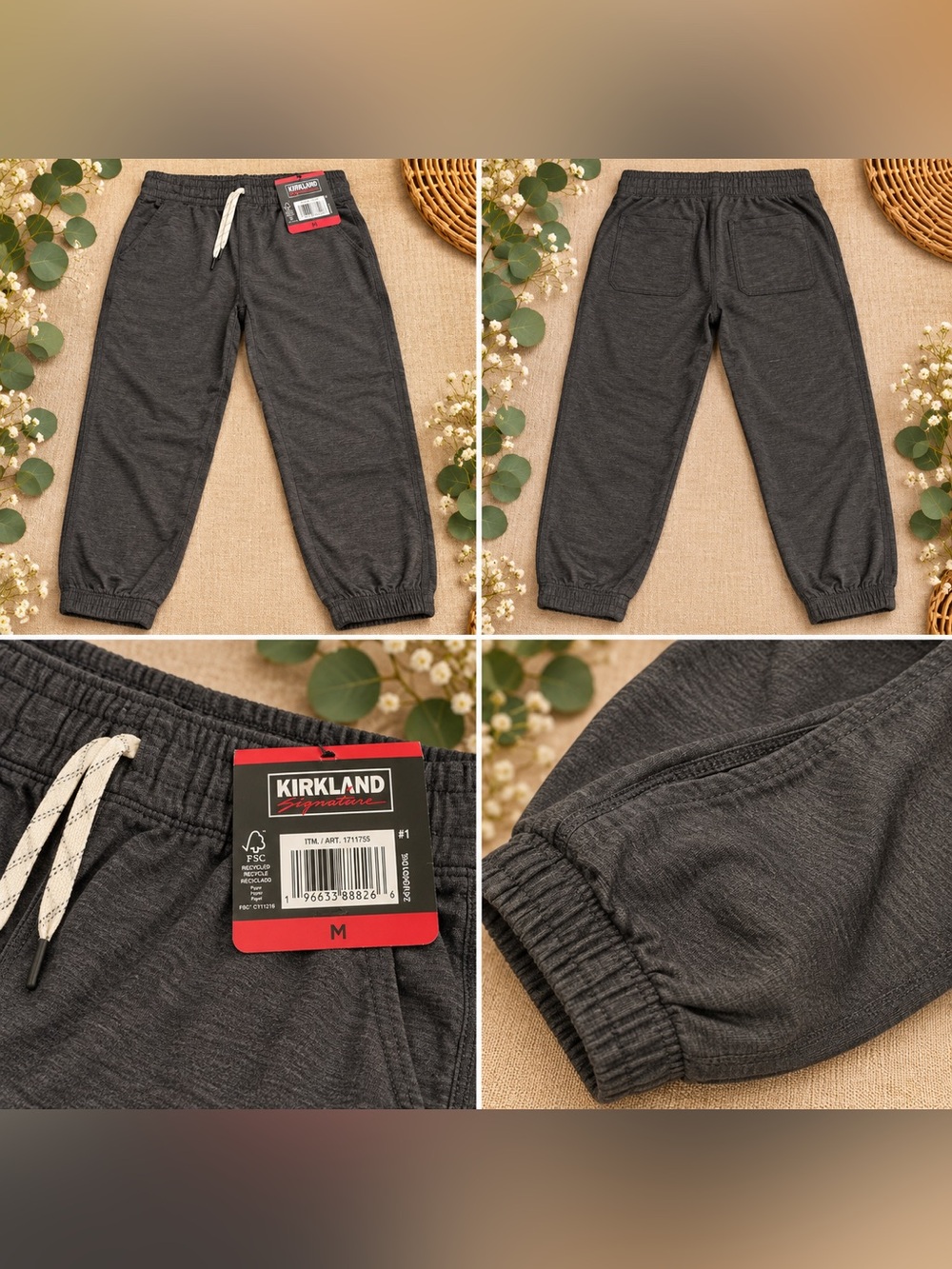 Kirkland Signature Women's Jogger Sweatpants Gray Size Medium NWT